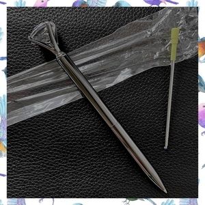 Diamond Top Gray Gunmetal Ballpoint METAL Pen Black Ink Refill PinkRainCloud